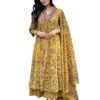 Women's Cotton Blend Anarkali Printed Kurta with Palazzo & Dupatta